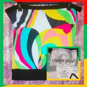 Caren Sport brand Black/Multicolors Strapless Soft Knit Tube Top Jrs Plus 3XL